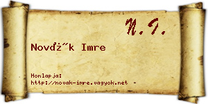 Novák Imre névjegykártya